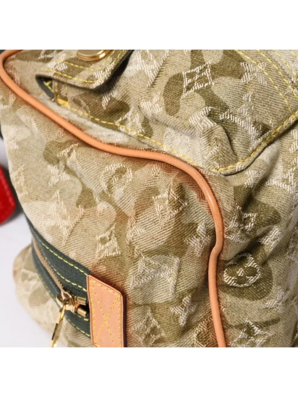 Louis Vuitton Monogram Moflage Denim Jasmine Handbag Khaki Takashi Murakami